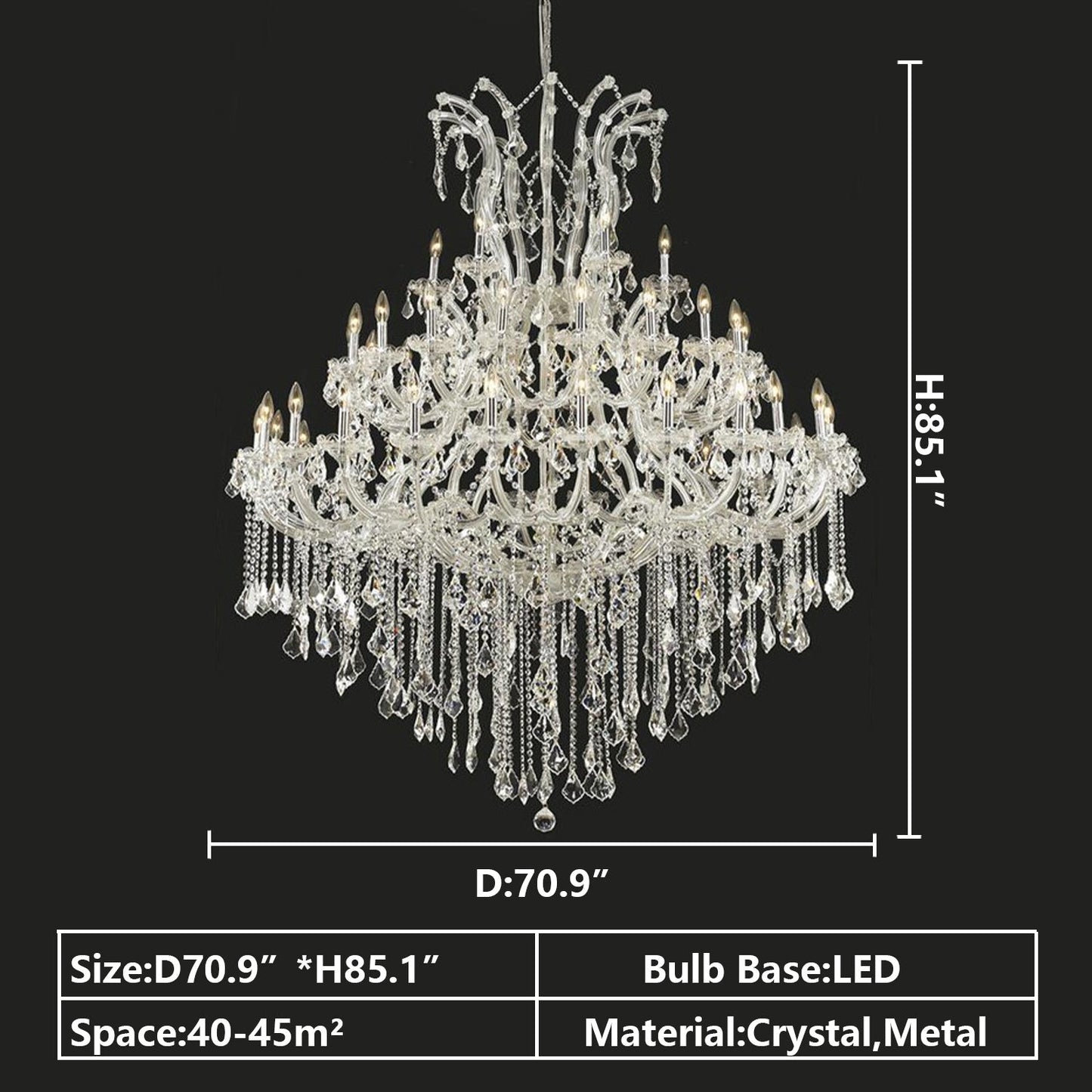 Oversized European Chrome Classic Candle Branch Crystal Chandelier for 2-Story/Duplex Buildings-Nobipets