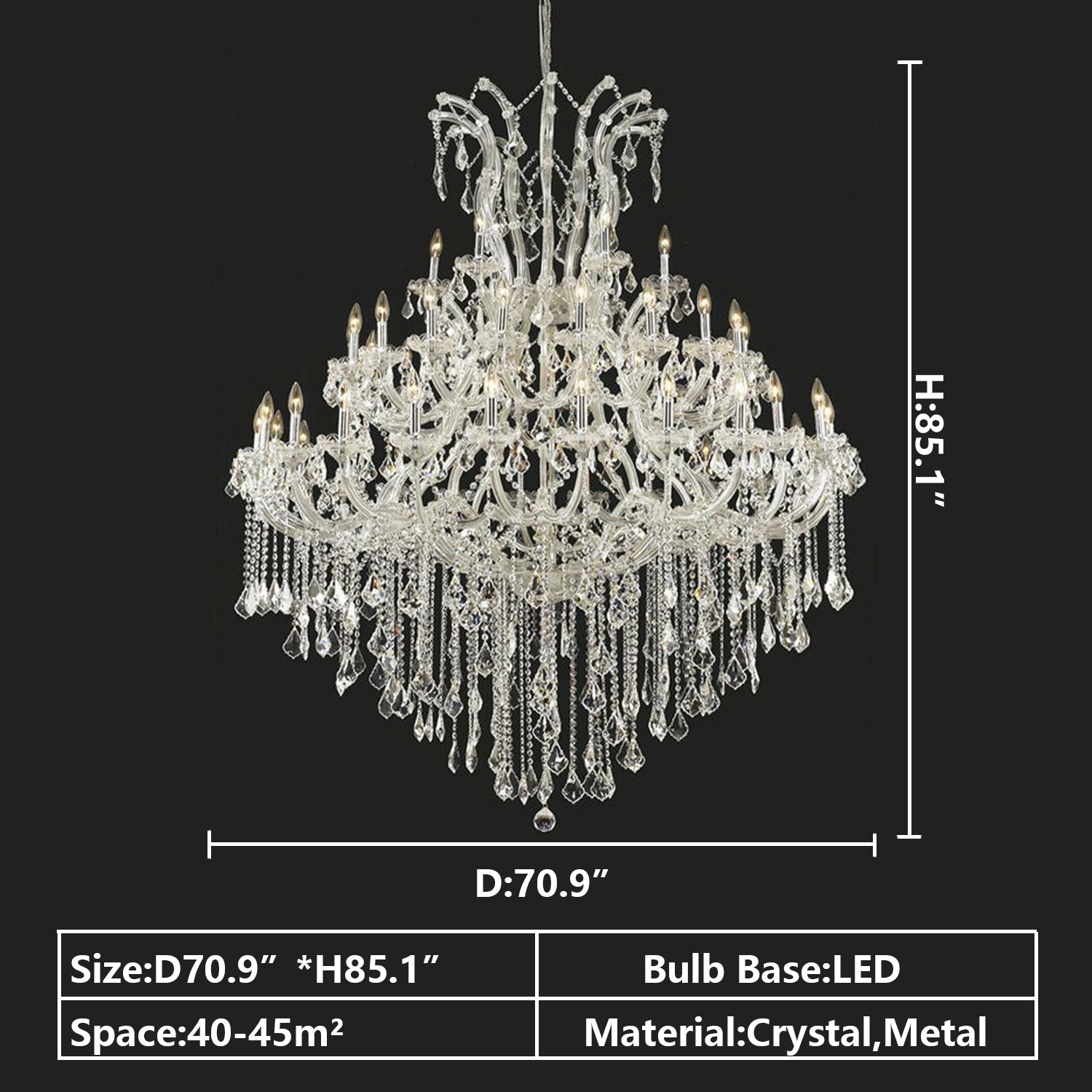 Oversized European Chrome Classic Candle Branch Crystal Chandelier for 2-Story/Duplex Buildings-Nobipets