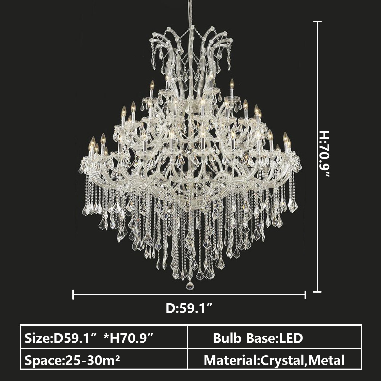 Oversized European Chrome Classic Candle Branch Crystal Chandelier for 2-Story/Duplex Buildings-Nobipets