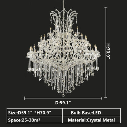 Oversized European Chrome Classic Candle Branch Crystal Chandelier for 2-Story/Duplex Buildings-Nobipets