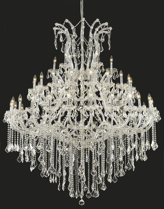 Oversized European Chrome Classic Candle Branch Crystal Chandelier for 2-Story/Duplex Buildings-Nobipets