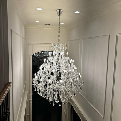 Oversized European Chrome Classic Candle Branch Crystal Chandelier for 2-Story/Duplex Buildings-Nobipets