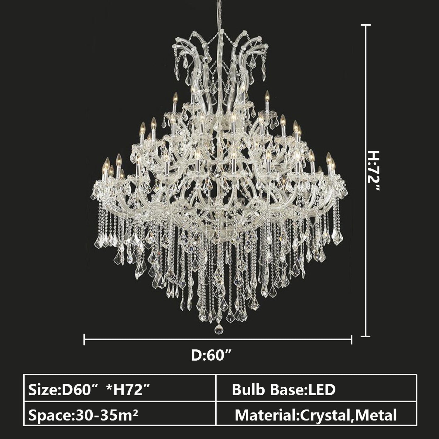 Oversized European Chrome Classic Candle Branch Crystal Chandelier for 2-Story/Duplex Buildings-Nobipets