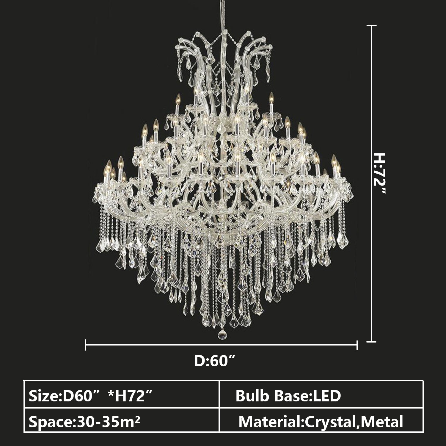 Oversized European Chrome Classic Candle Branch Crystal Chandelier for 2-Story/Duplex Buildings-Nobipets