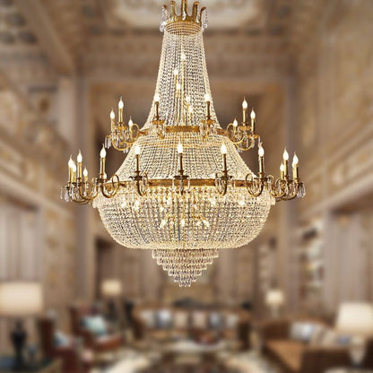 Oversized Luxury Double-layers Golden French Style Crystal Chandelier for Living/Dinning Room/Foyer/Hallway/Staircase-Nobipets