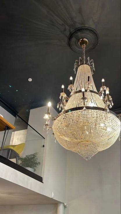 Oversized Luxury Double-layers Golden French Style Crystal Chandelier for Living/Dinning Room/Foyer/Hallway/Staircase-Nobipets