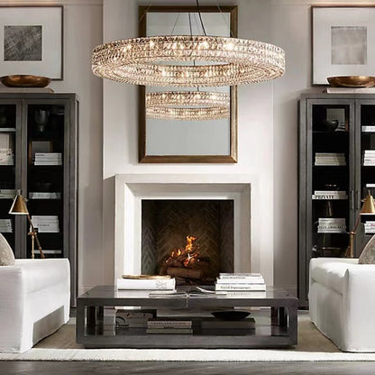 Oversized Modern Ring Pendant Light/Round Crystal Chandelier for Living/Dining Room/Bedroom-Nobipets