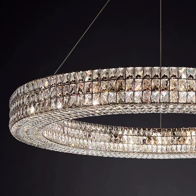 Oversized Modern Ring Pendant Light/Round Crystal Chandelier for Living/Dining Room/Bedroom-Nobipets