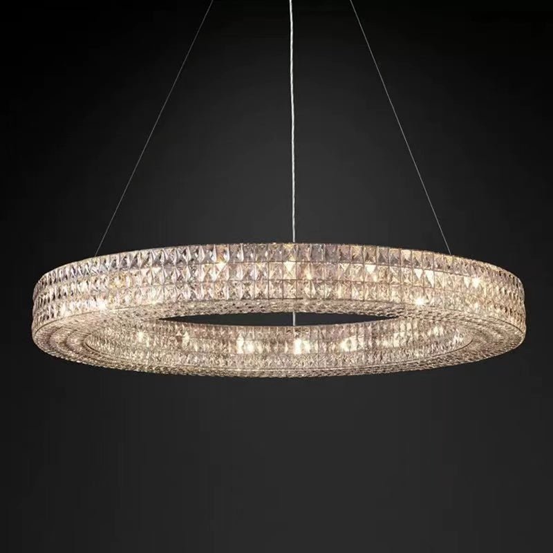 Oversized Modern Ring Pendant Light/Round Crystal Chandelier for Living/Dining Room/Bedroom-Nobipets