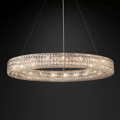 Oversized Modern Ring Pendant Light/Round Crystal Chandelier for Living/Dining Room/Bedroom-Nobipets