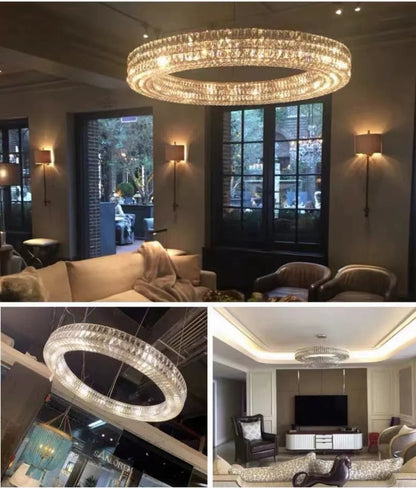 Oversized Modern Ring Pendant Light/Round Crystal Chandelier for Living/Dining Room/Bedroom-Nobipets