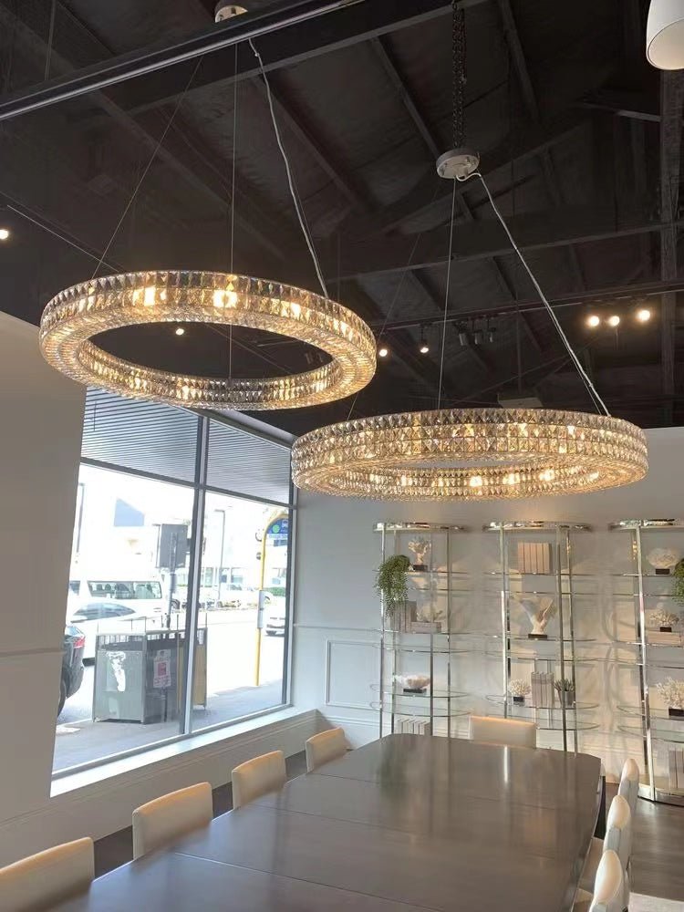 Oversized Modern Ring Pendant Light/Round Crystal Chandelier for Living/Dining Room/Bedroom-Nobipets