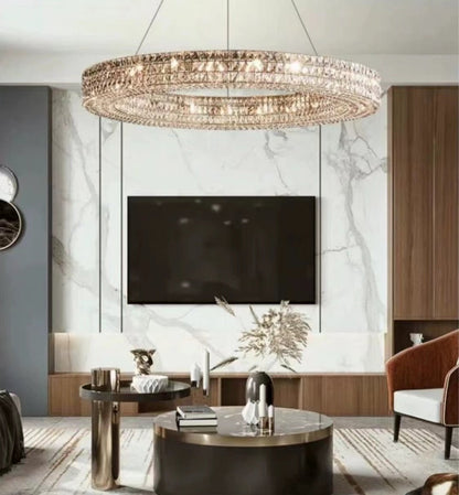 Oversized Modern Ring Pendant Light/Round Crystal Chandelier for Living/Dining Room/Bedroom-Nobipets