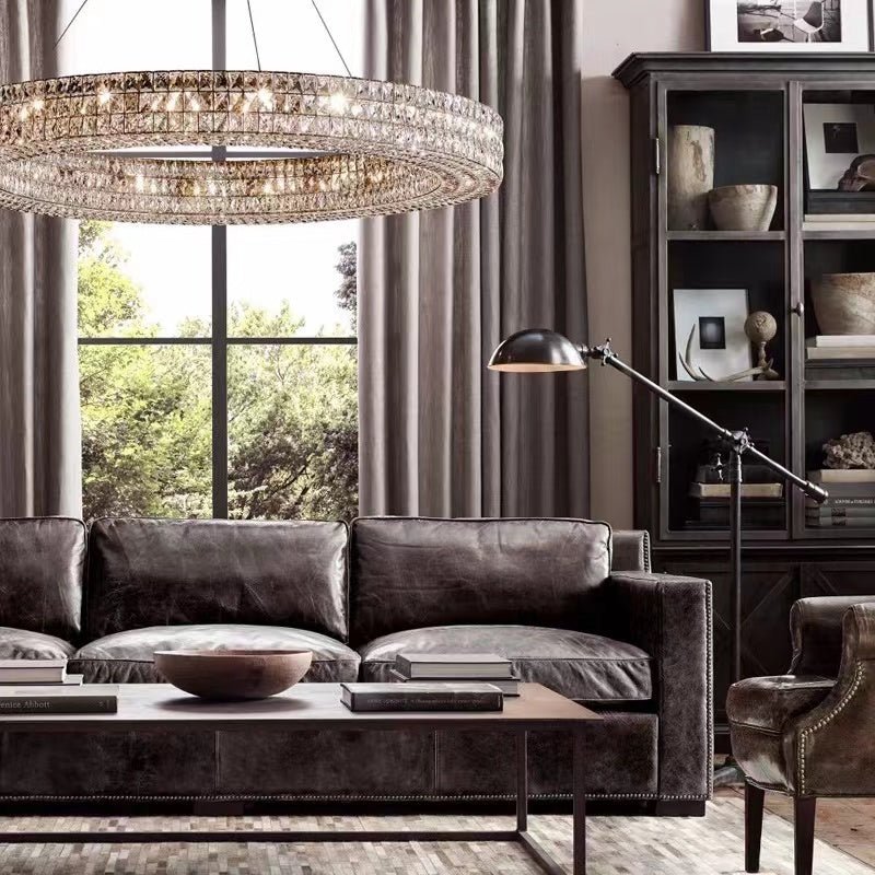 Oversized Modern Ring Pendant Light/Round Crystal Chandelier for Living/Dining Room/Bedroom-Nobipets