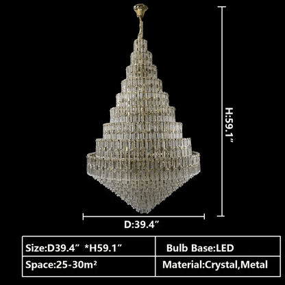 Oversized Multi-layers Honeycomb Luxury Ceiling Crystal Chandelier For Big Hallway/Foyer/Entryway-Nobipets