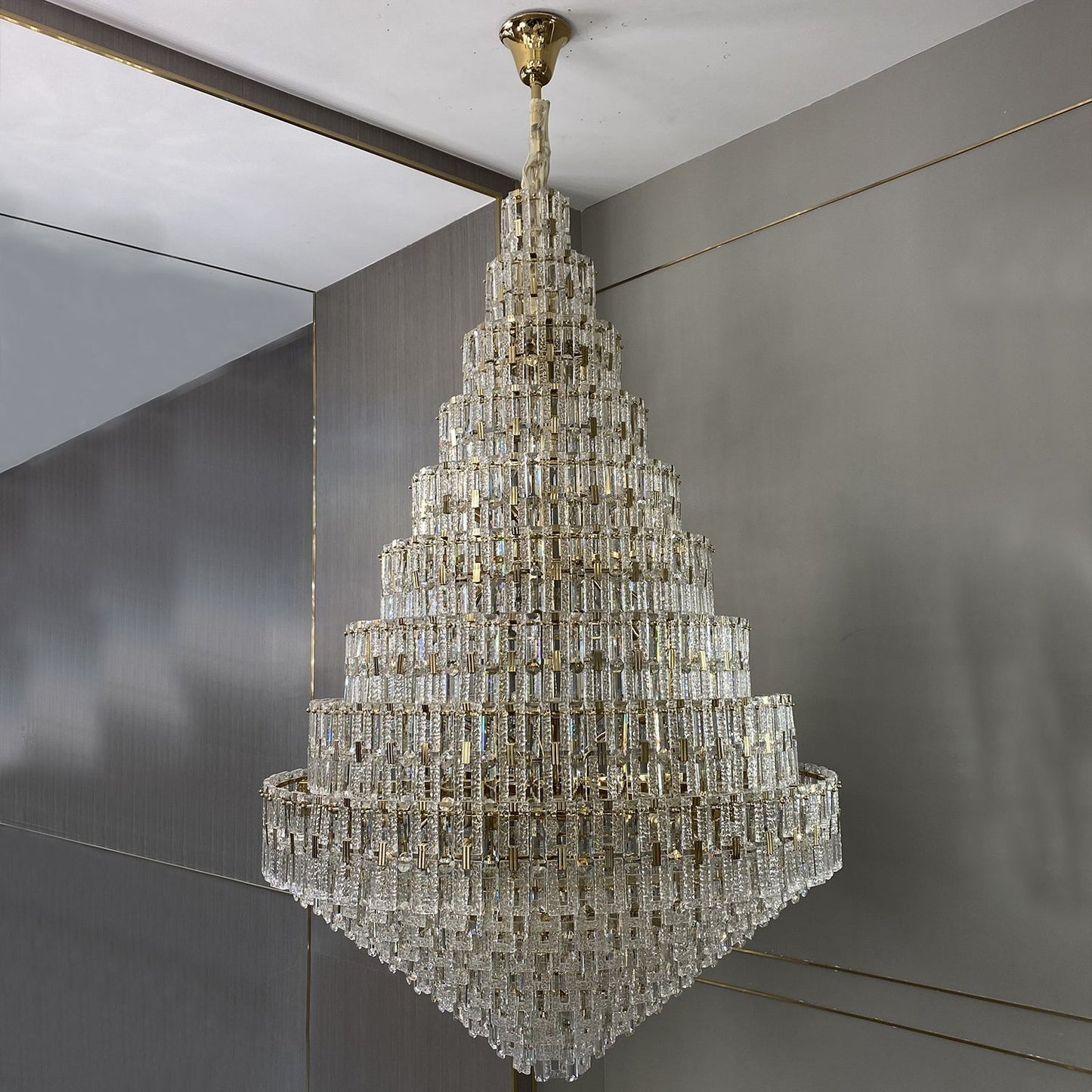 Oversized Multi-layers Honeycomb Luxury Ceiling Crystal Chandelier For Big Hallway/Foyer/Entryway-Nobipets