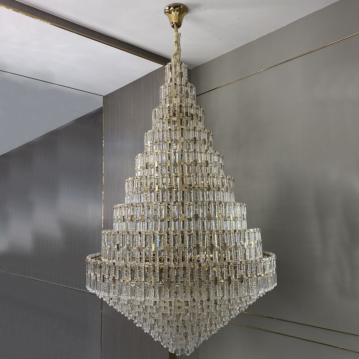 Oversized Multi-layers Honeycomb Luxury Ceiling Crystal Chandelier For Big Hallway/Foyer/Entryway-Nobipets