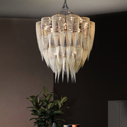 Oversized Post-Modern Aluminium Chain Tassel Pendant Chandelier for Large Living Room/Staircase/Villa-Nobipets