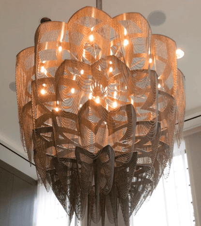 Oversized Post-Modern Aluminium Chain Tassel Pendant Chandelier for Large Living Room/Staircase/Villa-Nobipets