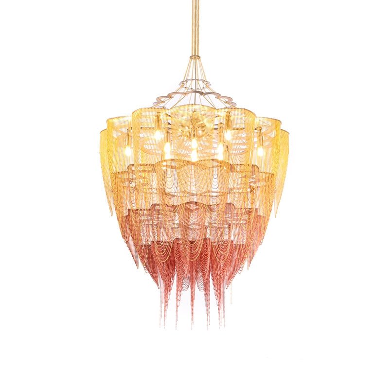 Oversized Post-Modern Aluminium Chain Tassel Pendant Chandelier for Large Living Room/Staircase/Villa-Nobipets