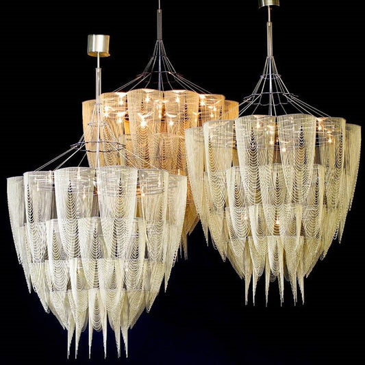 Oversized Post-Modern Aluminium Chain Tassel Pendant Chandelier for Large Living Room/Staircase/Villa-Nobipets