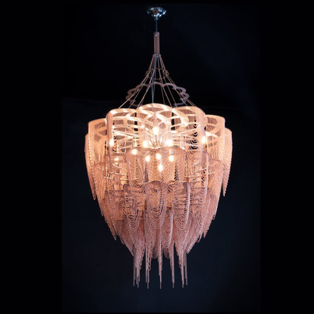 Oversized Post-Modern Aluminium Chain Tassel Pendant Chandelier for Large Living Room/Staircase/Villa-Nobipets