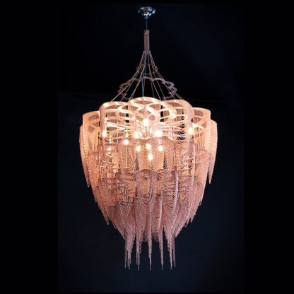 Oversized Post-Modern Aluminium Chain Tassel Pendant Chandelier for Large Living Room/Staircase/Villa-Nobipets