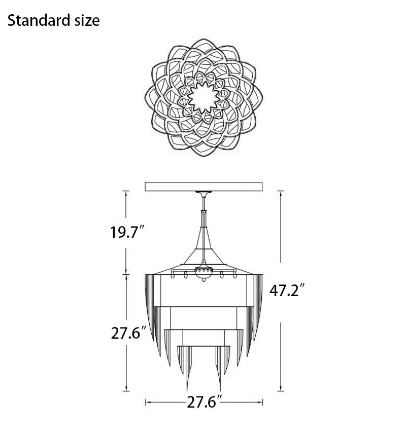 Oversized Post-Modern Aluminium Chain Tassel Pendant Chandelier for Large Living Room/Staircase/Villa-Nobipets