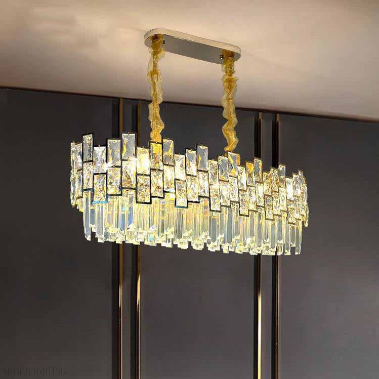 Palo clear Linear Chandelier for Kitchen Island-Nobipets