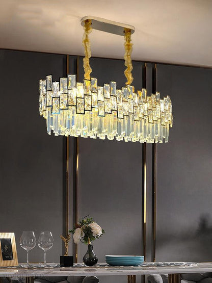 Palo clear Linear Chandelier for Kitchen Island-Nobipets
