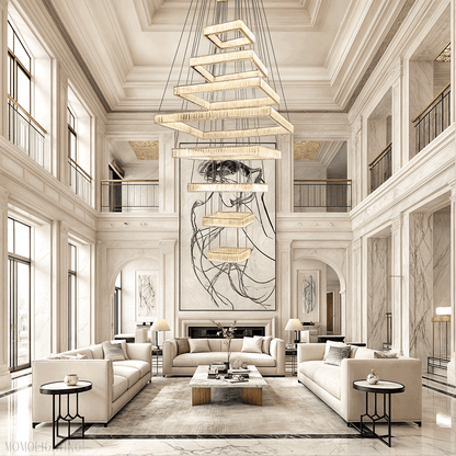 Pamela 8-Tier Square Crystal Chandelier-Nobipets