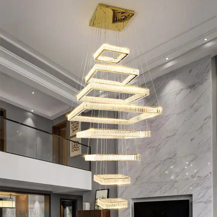 Pamela 8-Tier Square Crystal Chandelier-Nobipets