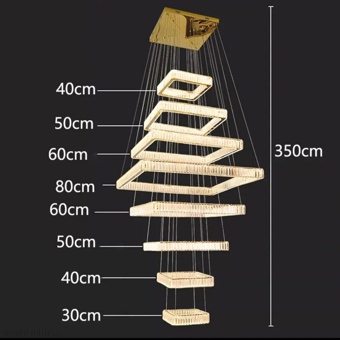 Pamela 8-Tier Square Crystal Chandelier-Nobipets