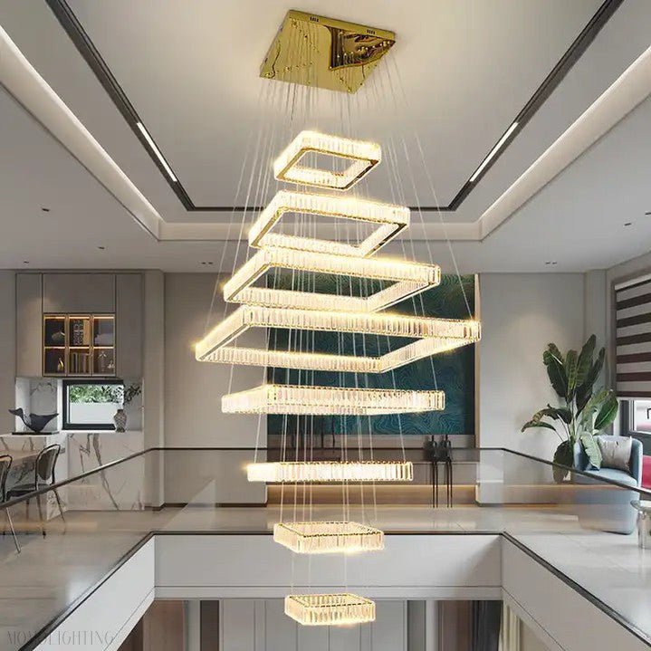 Pamela 8-Tier Square Crystal Chandelier-Nobipets