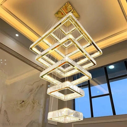 Pamela 8-Tier Square Crystal Chandelier-Nobipets