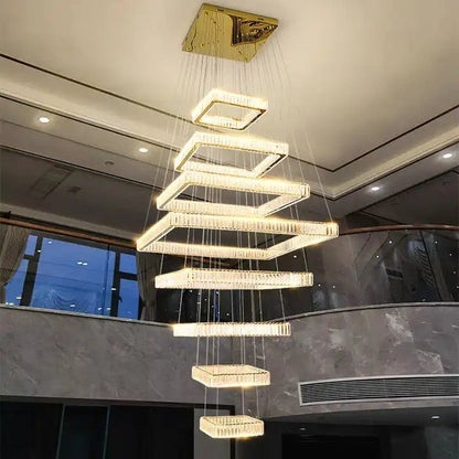 Pamela 8-Tier Square Crystal Chandelier-Nobipets