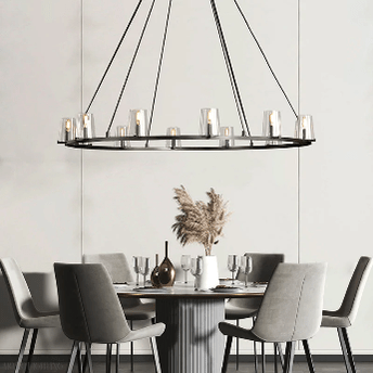 Pauillac Clear Glass Round Chandelier 36" 48" 60"-Nobipets