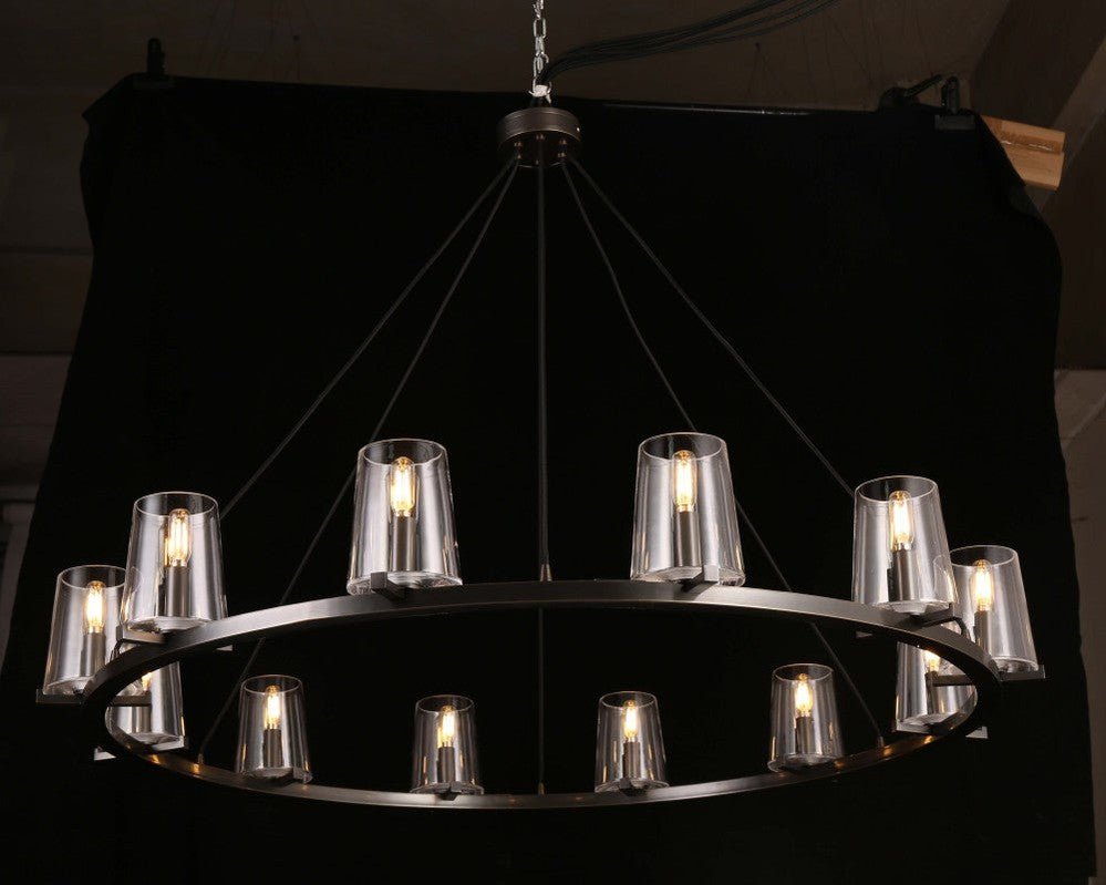 Pauillac Clear Glass Round Chandelier 48"-Nobipets