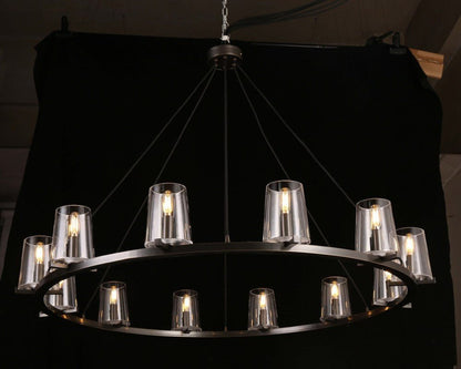 Pauillac Clear Glass Round Chandelier 48"-Nobipets