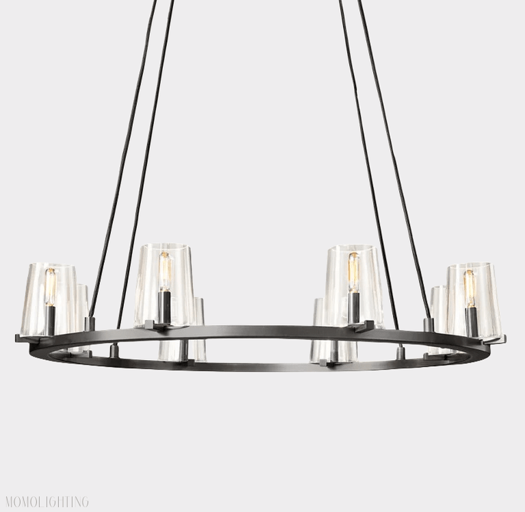 Pauillac Clear Glass Round Chandelier 48"-Nobipets