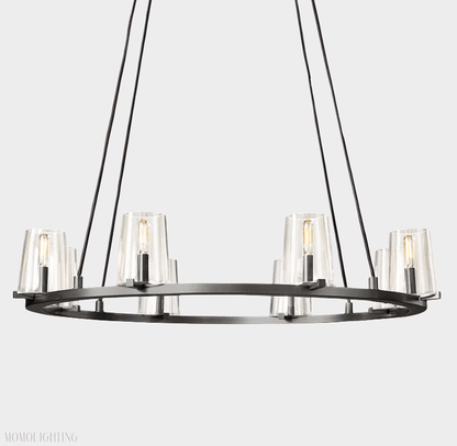 Pauillac Clear Glass Round Chandelier 48"-Nobipets