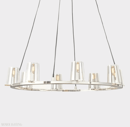 Pauillac Clear Glass Round Chandelier 48"-Nobipets