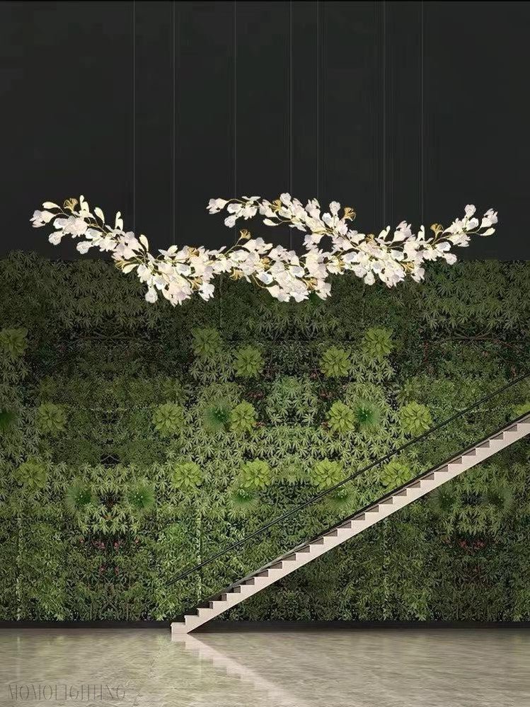 Porcelain Linear Gold Ginkgo Chandelier-Nobipets