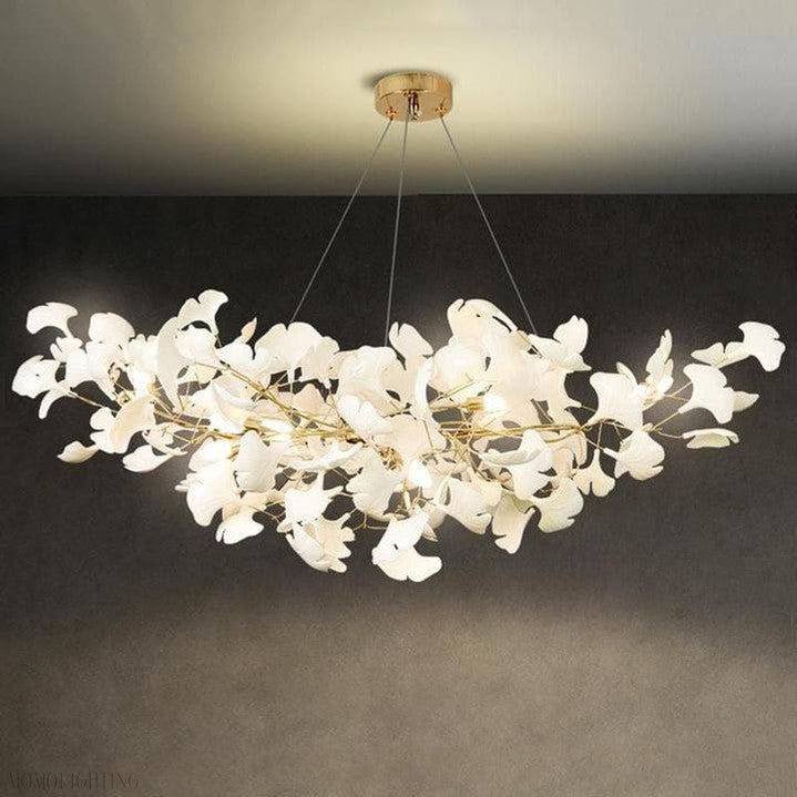 Porcelain Linear Gold Ginkgo Chandelier-Nobipets