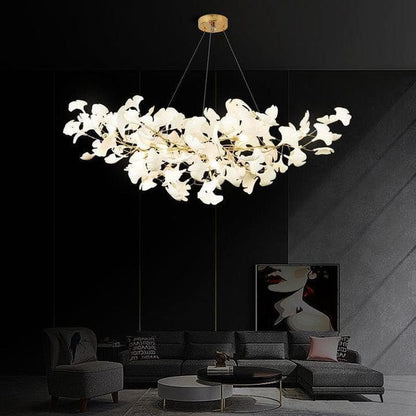 Porcelain Linear Gold Ginkgo Chandelier-Nobipets