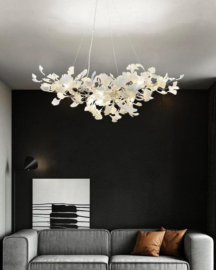 Porcelain Linear Gold Ginkgo Chandelier-Nobipets