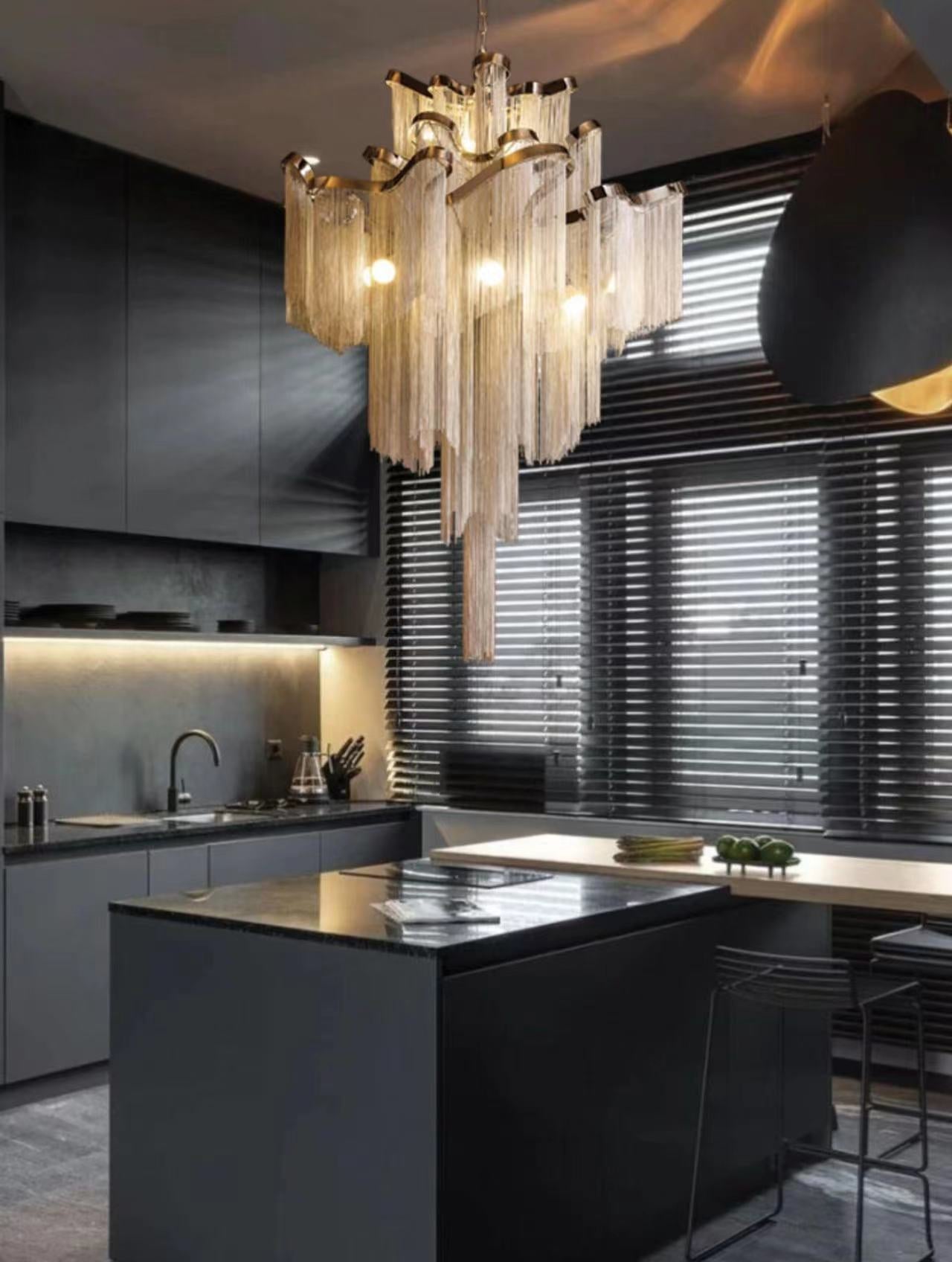 Post-Modern Extra Large Stainless Steel Long Tassel Chandelier for Large Living Room / Staircase / Villa / Duplexes-Nobipets
