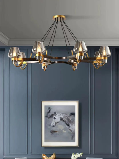 Post-modern Light Luxury Full Brass Chandelier for Living Room/Bedroom-Nobipets