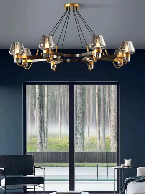 Post-modern Light Luxury Full Brass Chandelier for Living Room/Bedroom-Nobipets