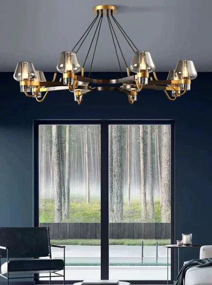 Post-modern Light Luxury Full Brass Chandelier for Living Room/Bedroom-Nobipets